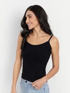 BLAZON Women Pack of 3 Black Solid Cotton Hosiery Bae Strappy Top