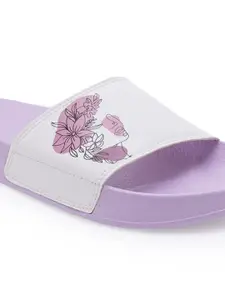 Red Tape Women Purple Printed Rubber Sliders