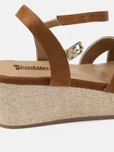 Roadster Women Cross Straps Flatform Heels with Velvety Finish