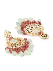 Ruby Raang Gold-Toned & Red Contemporary Gold-Plated Chandbalis Earrings