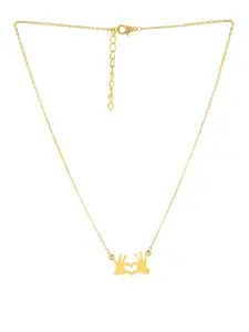 OOMPH Set Of 2 Gold-Toned Heart & Heart-Beat Shaped Delicate Pendant with Chains