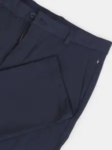 Arrow Sport Men Navy Blue Solid Skinny Fit Casual Trousers