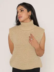 KASMA Women Rust Cable Knit Sweater Vest