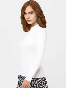 Vero Moda Marquee Collection Women White Ribbed Pullover