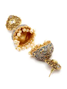 KARATCART Women Gold Plated Grey Classic Jhumkas Earrings