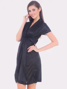 Fasense Women Black Solid Robe