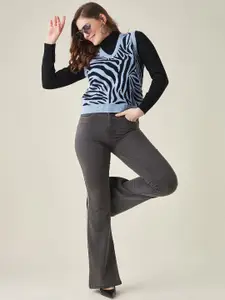 Modeve Women Blue & Navy Blue Sweater Vest