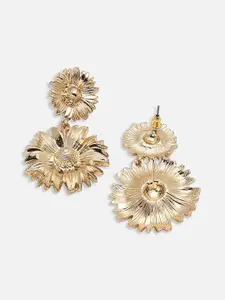 SOHI Gold-Toned & Gold Plated Contemporary Drop Earrings