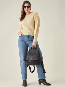 Modeve Women Yellow Acrylic Cable Knit Pullover