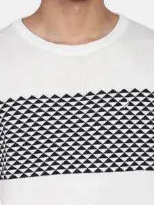 Blackberrys Men White & Black Printed Cotton Pullover