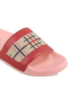 ICONICS Women Red & Pink Printed Sliders