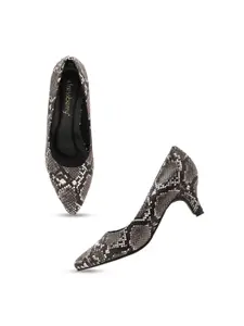 DressBerry Black Printed Party Kitten Pumps