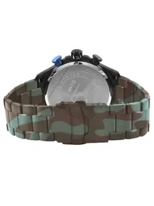 AVI-8 Men Blue Brass Patterned Dial & Blue Stainless Steel Straps Analogue Chronograph Watch