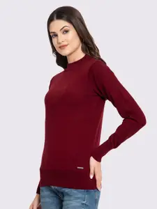 GODFREY Women Maroon Turtle Neck Full Sleeve Pullover