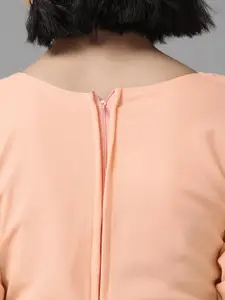 Aarika Women Peach-Coloured Solid Fit & Flared Maxi Dress