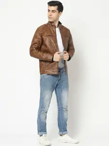 Crimsoune Club Men Brown Water Resistant Biker Jacket