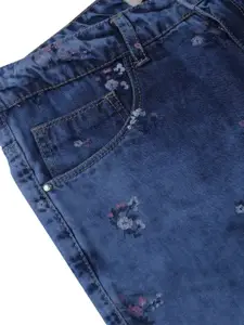 Gini and Jony Girls Blue Washed Printed Denim Denim Short