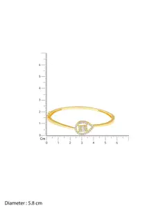 GIVA Women Gold-Toned & White Sterling Silver Cubic Zirconia Antique Gold-Plated Bangle-Style Bracelet