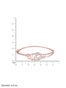 GIVA Women Rose Gold & White Sterling Silver Cubic Zirconia Rose Gold-Plated Bangle-Style Bracelet