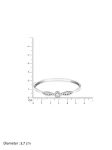 GIVA Women Silver-Toned & White Sterling Silver Cubic Zirconia Rhodium-Plated Bangle-Style Bracelet