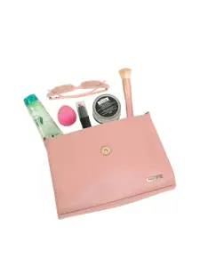 Fastrack Beige Colourblocked PU Structured Satchel