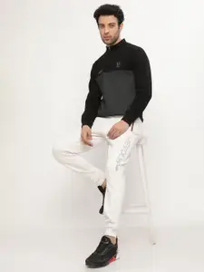 Octave Men Black Colourblocked Fleece Sweatshirt