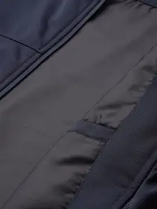 Allen Solly Navy Blue Solid Tailored Hooded Jacket With Zip Detail