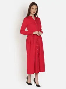 Sipsew Magenta Crepe Shirt Maxi Dress