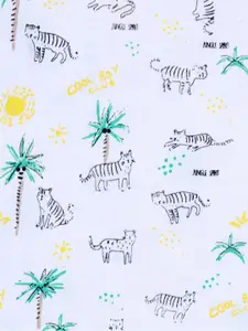 Gini and Jony Boys White & Khaki Printed T-shirt with Trouser