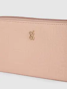 Baggit Women Textured Zip Around Wallet With Sling Strap