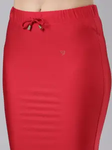 TWIN BIRDS Women Red Solid High rise Stretchable Shimmer Saree shape wear