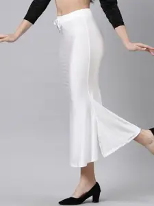 TWIN BIRDS Women White Solid Nylon High Rise Stretchable Shimmer Saree Shape Wear