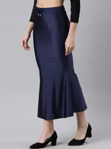 TWIN BIRDS Women Navy Blue High Rise Stretchable Shimmer Saree Shape Wear