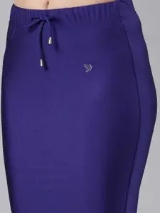 TWIN BIRDS Women Blue Solid High Rise Stretchable Shimmer Saree shape wear