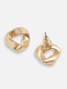 SOHI Gold-Toned & Gold Plated Contemporary Studs Earrings