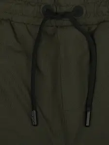 Peter England Boys Olive Green Typography Printed Cotton Shorts