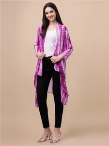 GUFRINA Women Pink & White Printed Longline Shrug