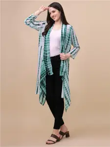 GUFRINA Women Green & White Printed Longline Shrug