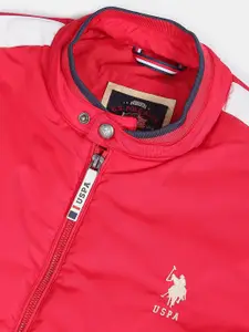 U.S. Polo Assn. Denim Co. U S Polo Assn Denim Co Men Red White Contrast Stripe Tailored Jacket