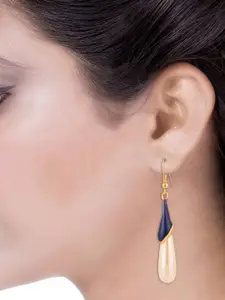 Voylla Gold Plated & Blue Contemporary Drop Earrings