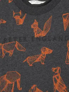 Peter England Boys Grey Printed Sweatshirt