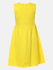 Peter England Girls Yellow Pure Cotton Printed Midi Dress