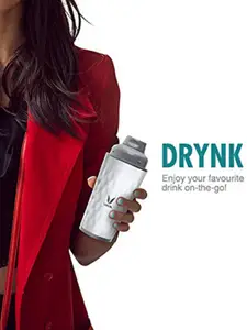 Vaya White Stainless Steel Water Bottle With Gulper Lid & 2 Cups