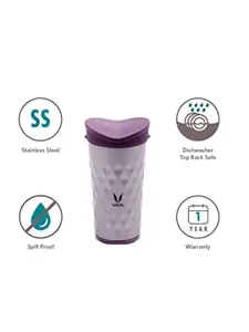Vaya Purple Textured Stainless Steel Water Bottle 350 ml