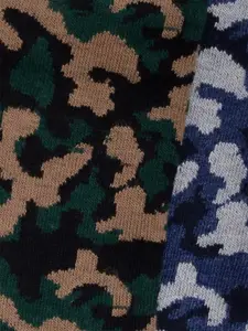MARC Men Pack Of 2 Green & Blue Patterned Calf Length Socks