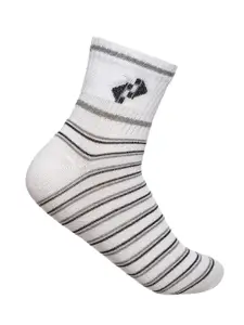 MARC Men Set Of 3 White & Red Patterned Ankle Length Cotton Socks