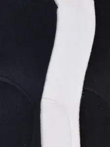 MARC Men Pack of 3 White & Black Cotton Shoe Liners With Anti Slip Grip