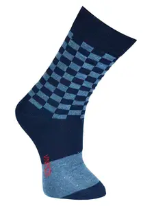 MARC Men Pack Of 3 Black & Blue Patterned Calf Length Socks