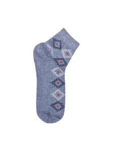MARC Men Pack Of 5 Blue & Black Patterned Ankle Length Socks