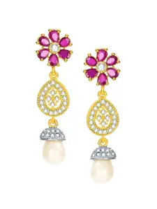 aadita Women Pack Of 4 White & Purple Contemporary Drop Earrings